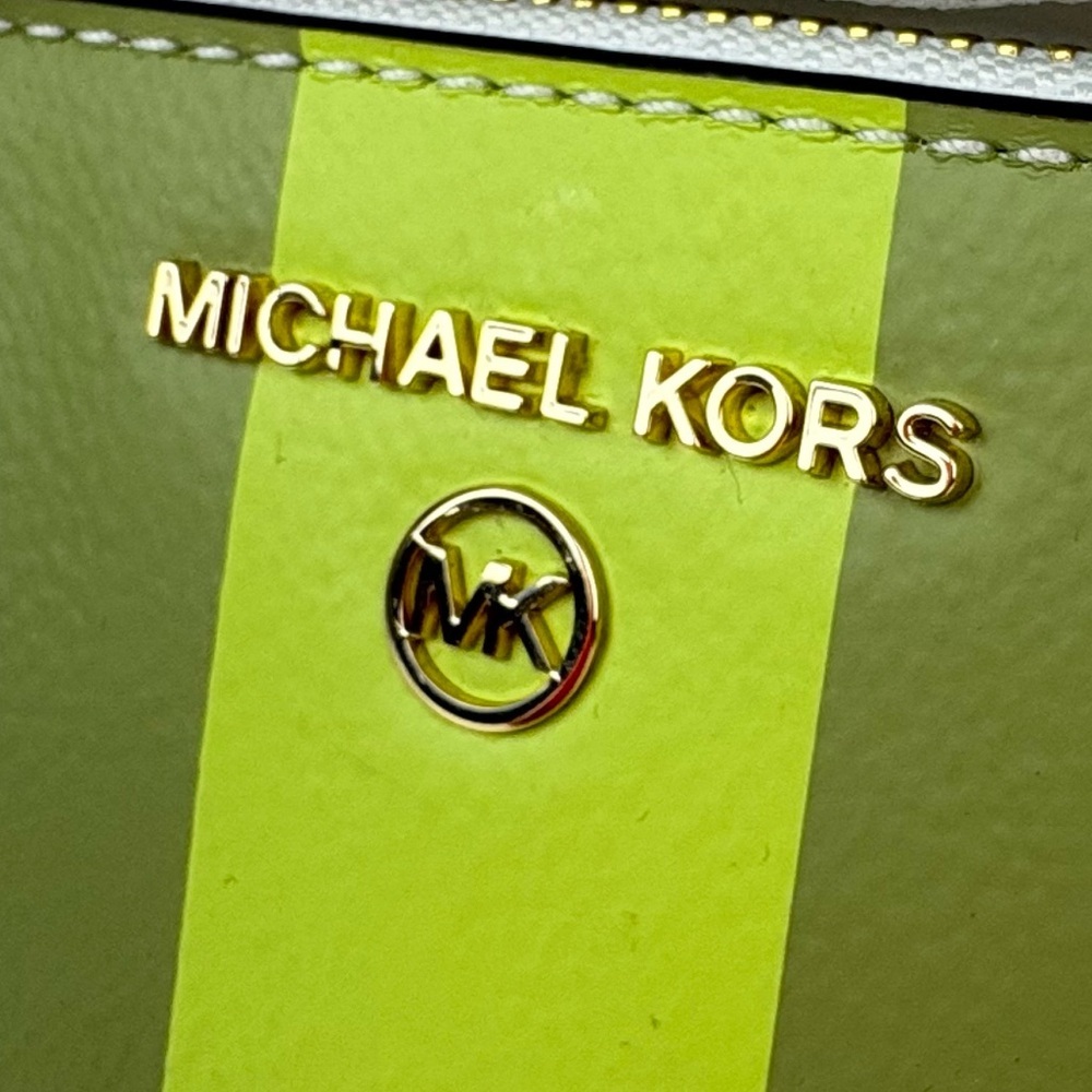 NWT • MICHAEL KORS Limeade Center Stripe Large Zip Wristlet - $128.